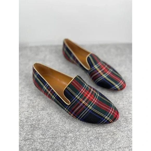 J‎ Crew Factory Plaid Flats Womens 7 Preppy Academic Tartan Slip On Shoes - Picture 11 of 15